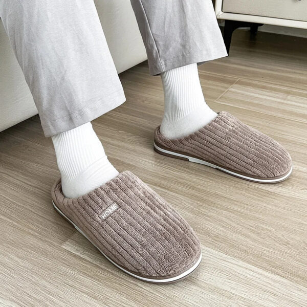 Solid Color Simple Cotton Slippers Winter Non-slip Home Warm Plush Slippers Household Indoor Couple Women's House Shoes - Image 8