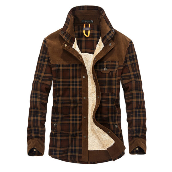 Winter Jacket Men Thicken Warm Fleece Jackets Coats Pure Cotton Plaid Jacket Military Clothes - Image 8