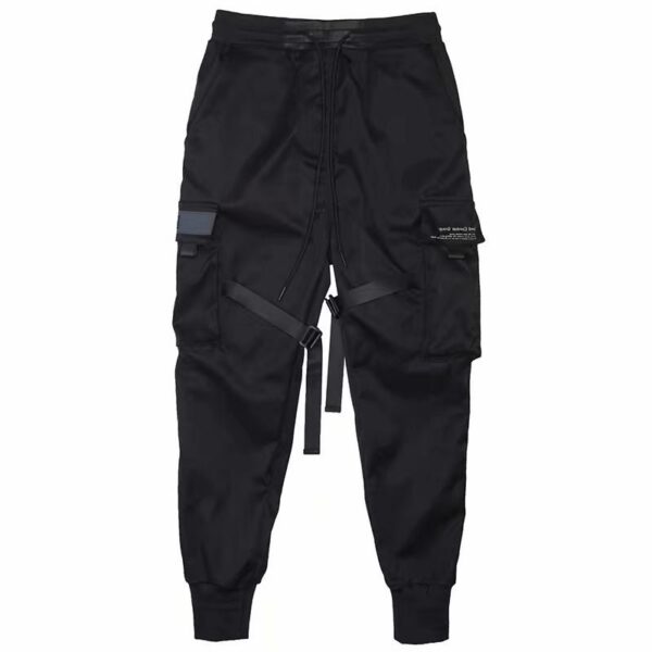 Ribbons Harem Joggers Men Cargo Pants Streetwear Hip Hop Casual Pockets Cotton Track Pants - Image 3
