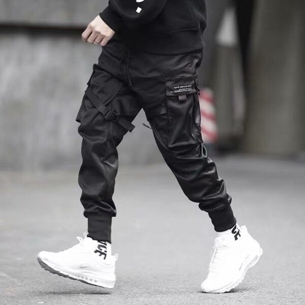 Ribbons Harem Joggers Men Cargo Pants Streetwear Hip Hop Casual Pockets Cotton Track Pants - Image 4