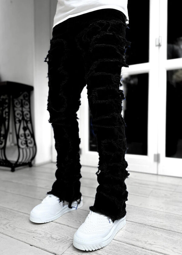 Men Trousers Individual Patched Pants Long Tight Fit Stacked Jeans For Mens Clothing - Image 5