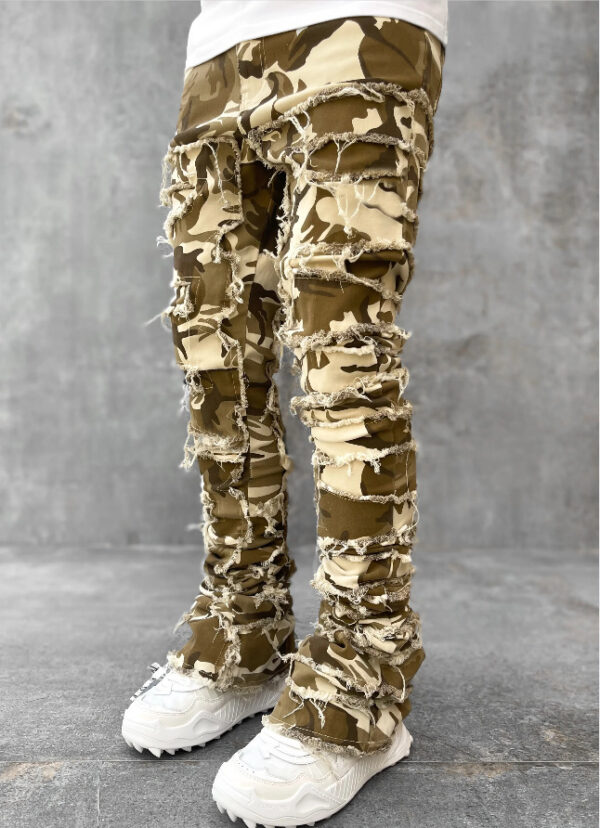 Men Trousers Individual Patched Pants Long Tight Fit Stacked Jeans For Mens Clothing - Image 8