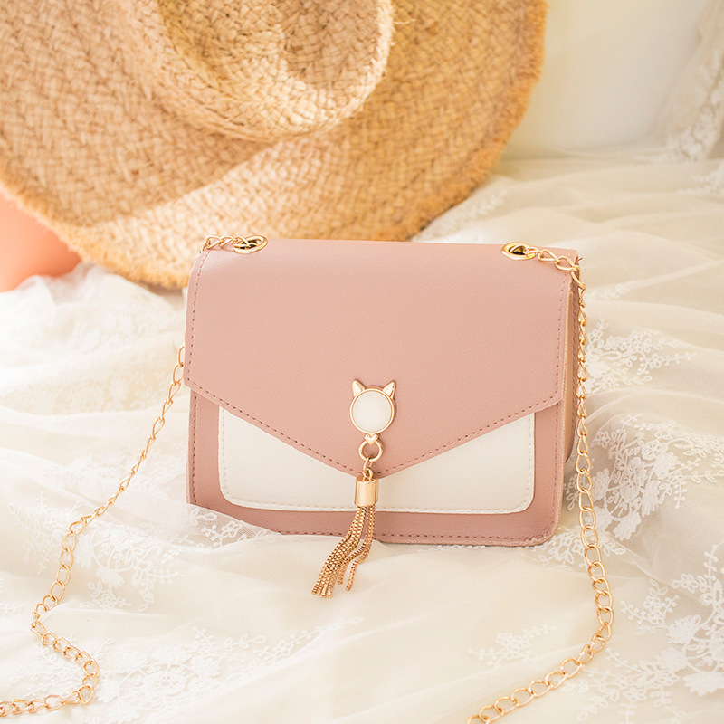 Small Messenger Bag New Sweet And Cute Cat Tassel Decoration Chain One Shoulder Small Square Bag Casual Messenger Bag - Image 8